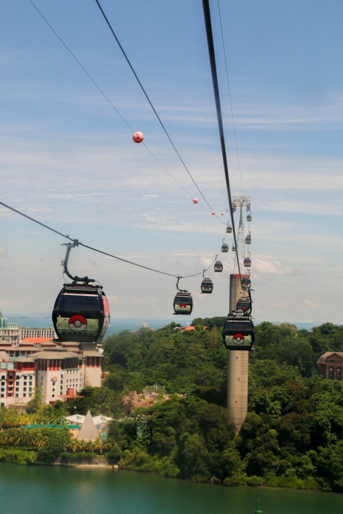 Photo by Arnav Adhikari a group of people riding a ski lift over a lake