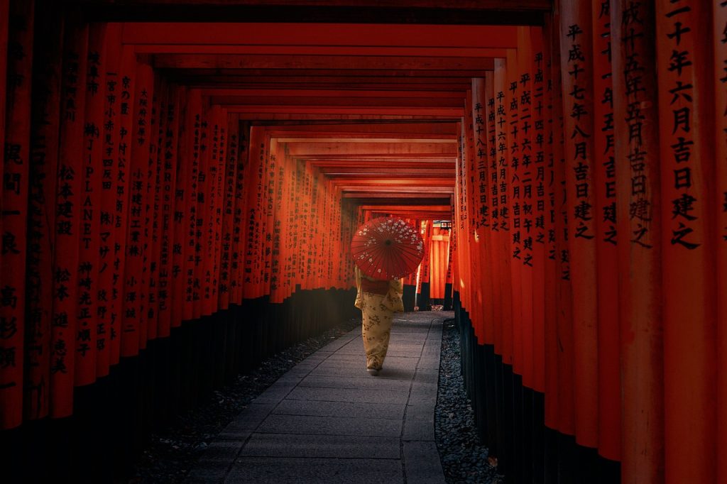 Photo by ogamiichiro3 senbon torii, torii, japanese woman