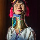 woman wearing gold-colored necklace